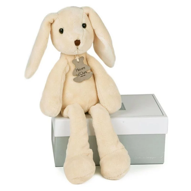 Peluche Lapin Rose Sweety Mousse 25 cm - Histoire d'Ours - Blanc